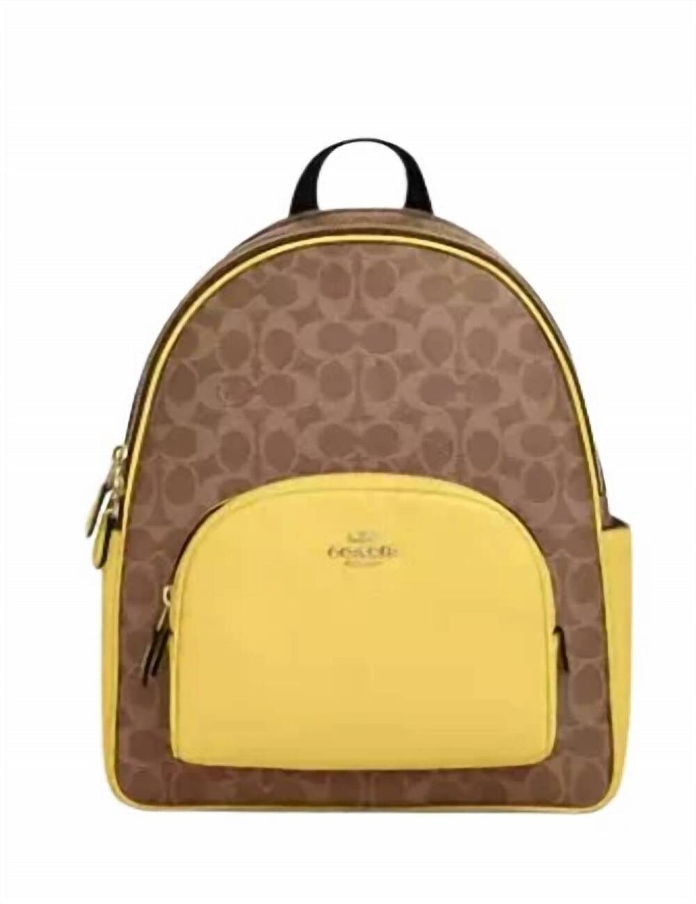 NEW COACH women's signature court backpack in iime/tan/yellow